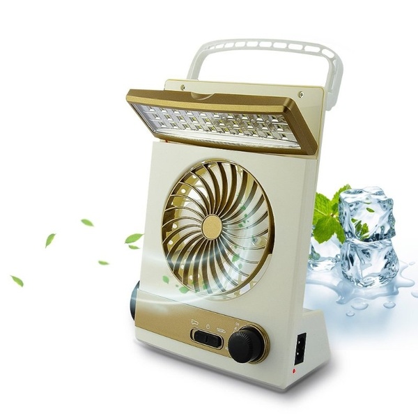Portable USB Solar Fan Rechargeable With Light 
