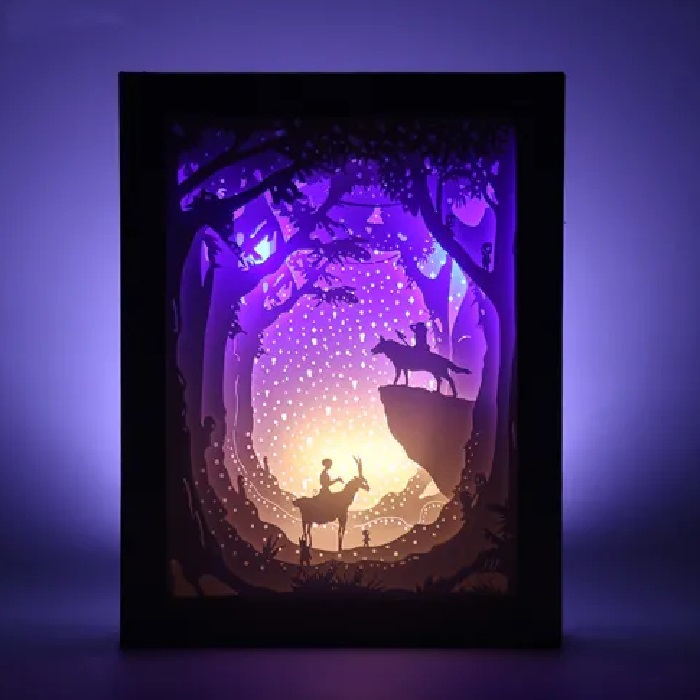 Creative Design Romantic Night Light 3D Paper Carving Lamp with Paper Frame