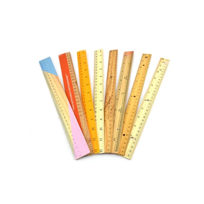 Standard Drawing Wooden 30cm Length Ruler Customized Printing School Kids Wooden Ruler