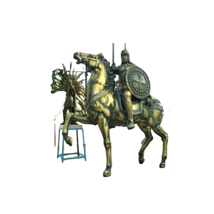 Medieval Wearing Armor Resin Bronze Figure Roman Soldier Statue
