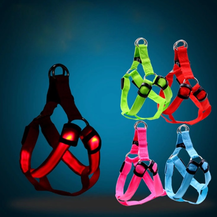  Rechargeable Adjustable Fashion Fashionable Light up Nylon LED Bar Wire Wiring Pet Dog Harness