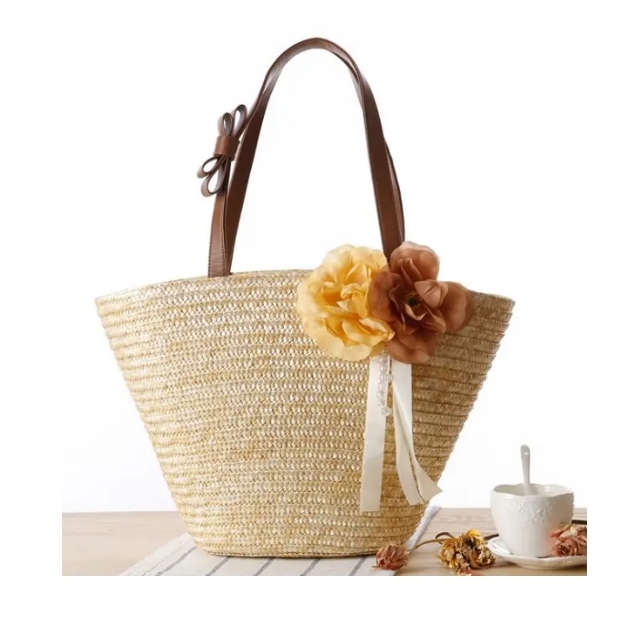 Fashion Flowers Lady Beach Bag Straw Bag Shoulder Bag