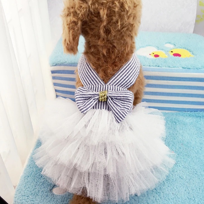 Hot Selling Fashion Design Summer Striped Pet Dog Girl Dress Clothes for Wholesale Pets Clothes