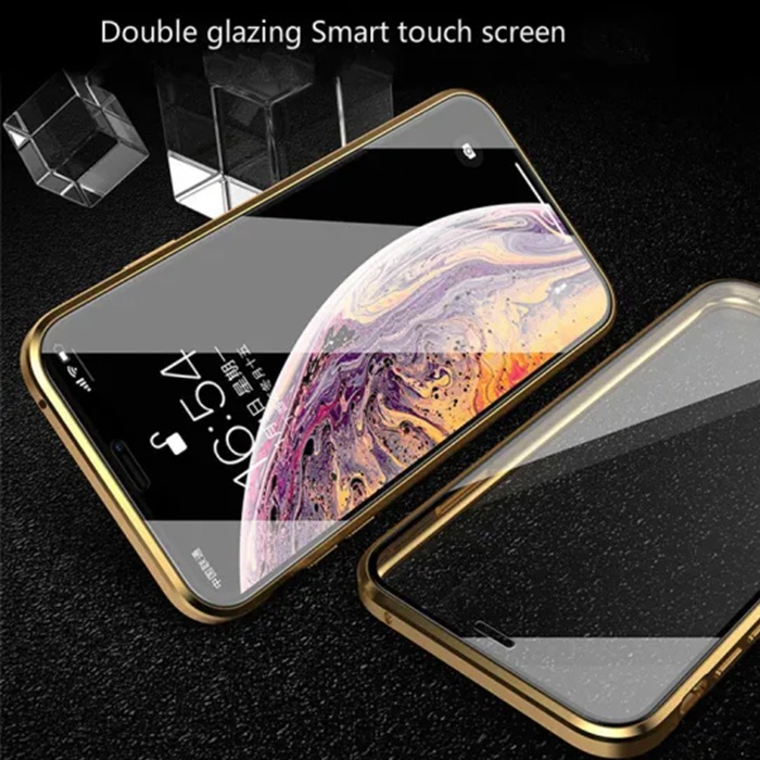 360 Full Magnetic Adsorption Case for iPhone X Xs Clear Double-Sided Glass+Built in Magnet Case 360 Full Magnetic Adsorption Case