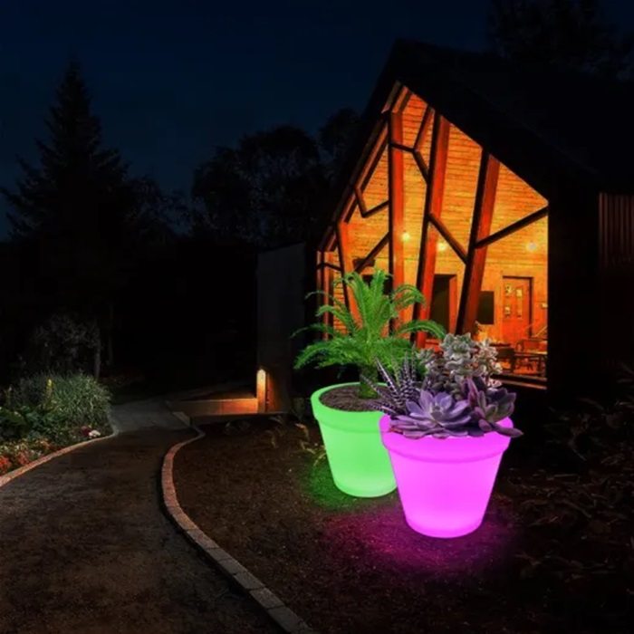 Fashion Decorative Waterproof 16 Color RGB LED Light Garden Flower Pot for Outdoor