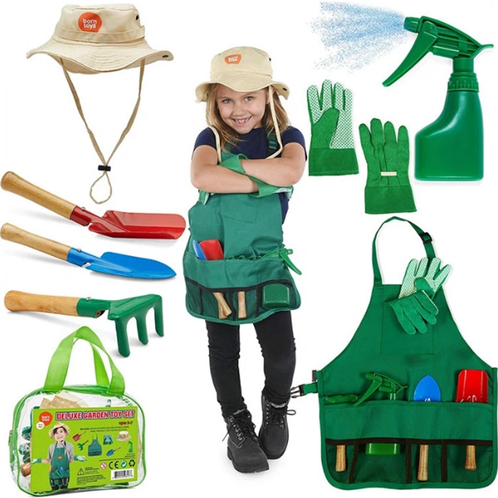 Child Personalized Plastic Learning Tool Sets Kids Gardening Tools with Bag for Planting
